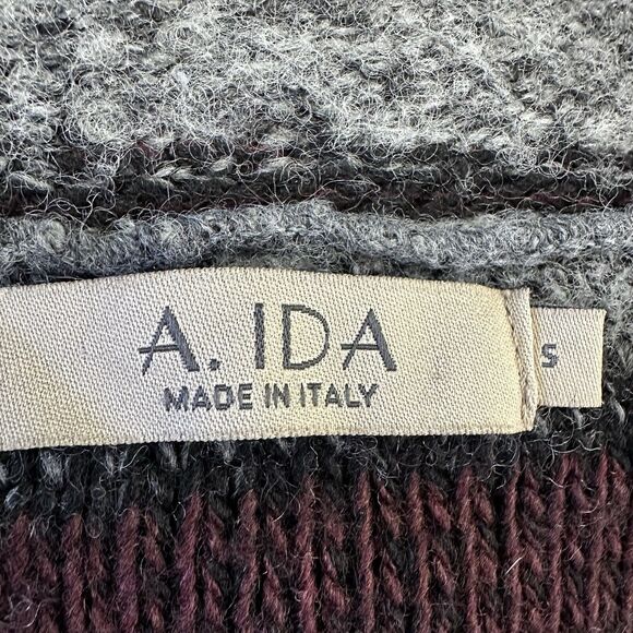 A.IDA Made in Italy Grey Wool Blend button cardigan sweater Size S - Picture 4 of 6